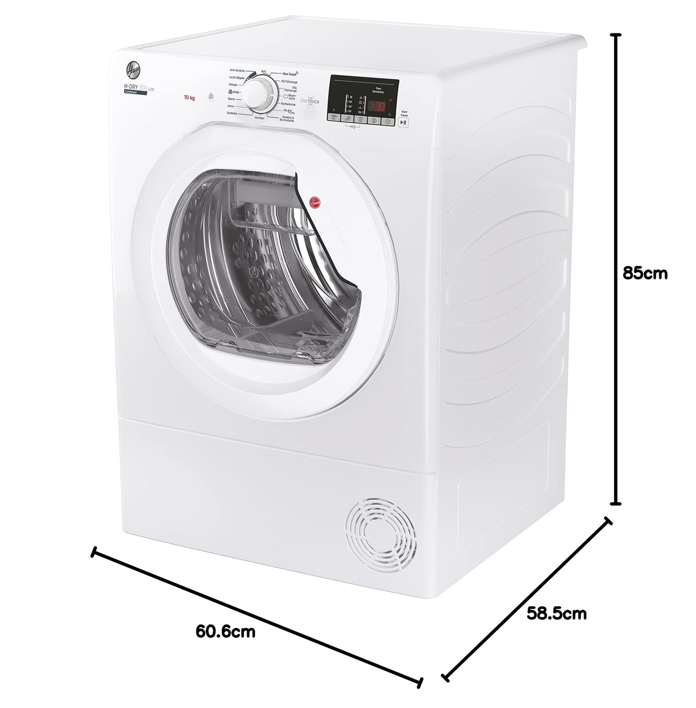 Hoover H-DRY 300 Lite Kondenstrockner / 10 kg/Smarte Bedienung mit NFC-Technologie/AquaVision-Kondenswasserbehälter/Weiß/Modell: HLE C10DE-84