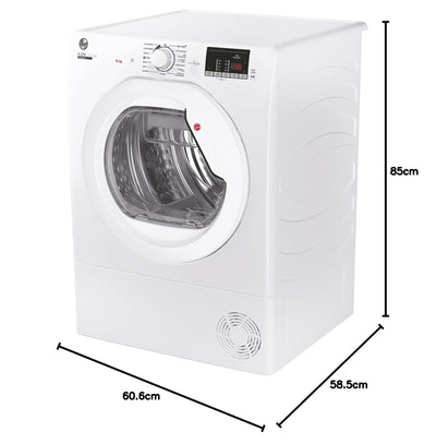 Hoover H-DRY 300 Lite Kondenstrockner / 10 kg/Smarte Bedienung mit NFC-Technologie/AquaVision-Kondenswasserbehälter/Weiß/Modell: HLE C10DE-84