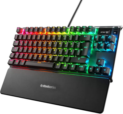 SteelSeries Apex 7 TKL - Mechanische Gaming-Tastatur – Kompakt (TKL) – OLED Smart Display – Rot Schalter – Deutsches (QWERTZ) Layout - Kompakt (TKL)