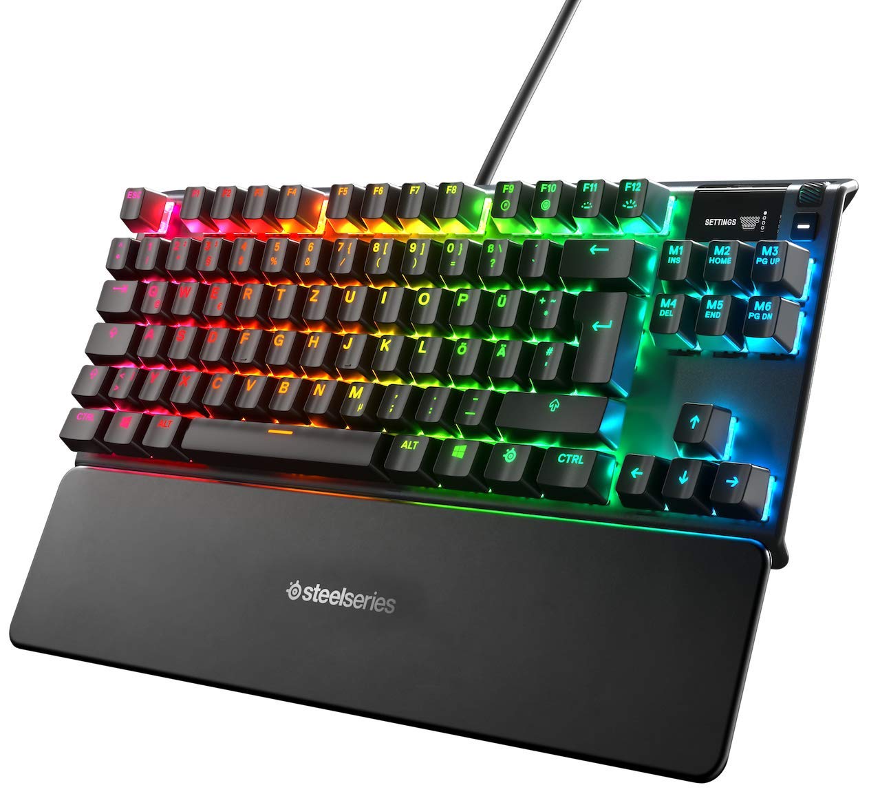 SteelSeries Apex 7 TKL - Mechanische Gaming-Tastatur – Kompakt (TKL) – OLED Smart Display – Rot Schalter – Deutsches (QWERTZ) Layout - Kompakt (TKL)