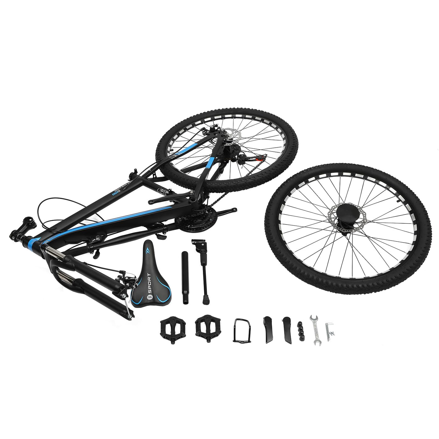 Donened 26 Zoll Mountainbike, 21 Gang Fahrrad mit Scheibenbremsen MTB für Mädchen Jungen Herren und Damen (Blau)