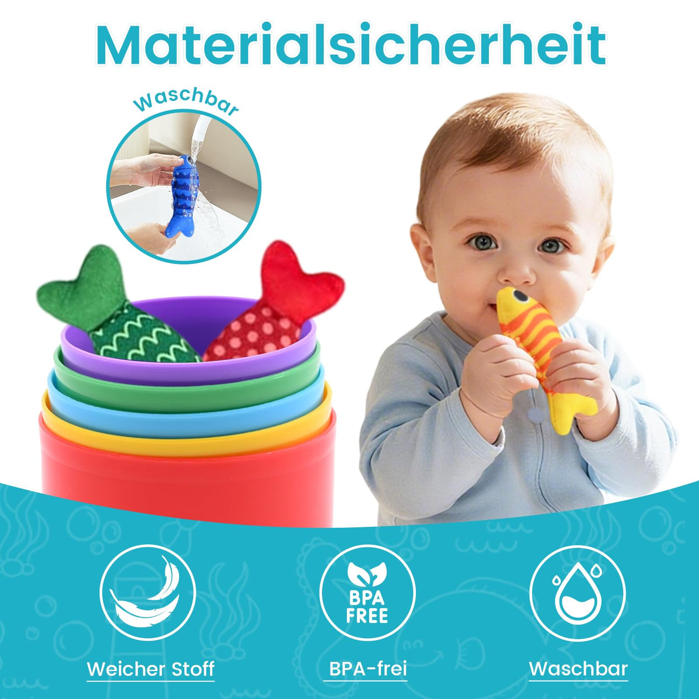 Baby Spielzeug ab 1 2 3 Jahr - Montessori Spielzeug ab 1-3 Jahre Angelspiel für Kinder 6 12 Monate Lernspiele Motorikspielzeug Montessori Spielzeug Fische Angeln Spiel - Kleine Geschenke Mädchen Junge