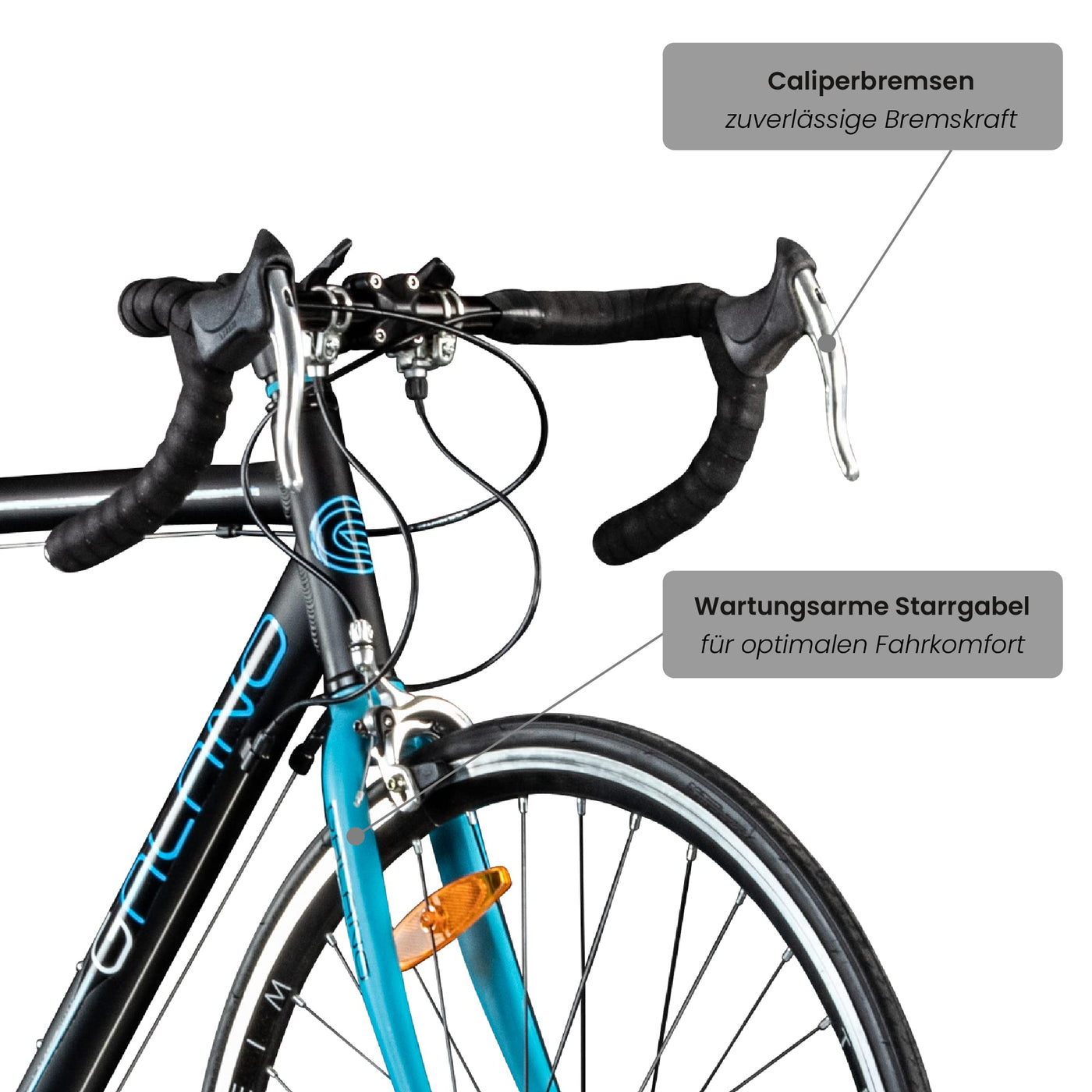 Galano Rennrad 700c Giro D'Italia Fahrrad 28" Fitnessbike Road Bike 14 Gänge (schwarz/blau, 56 cm)