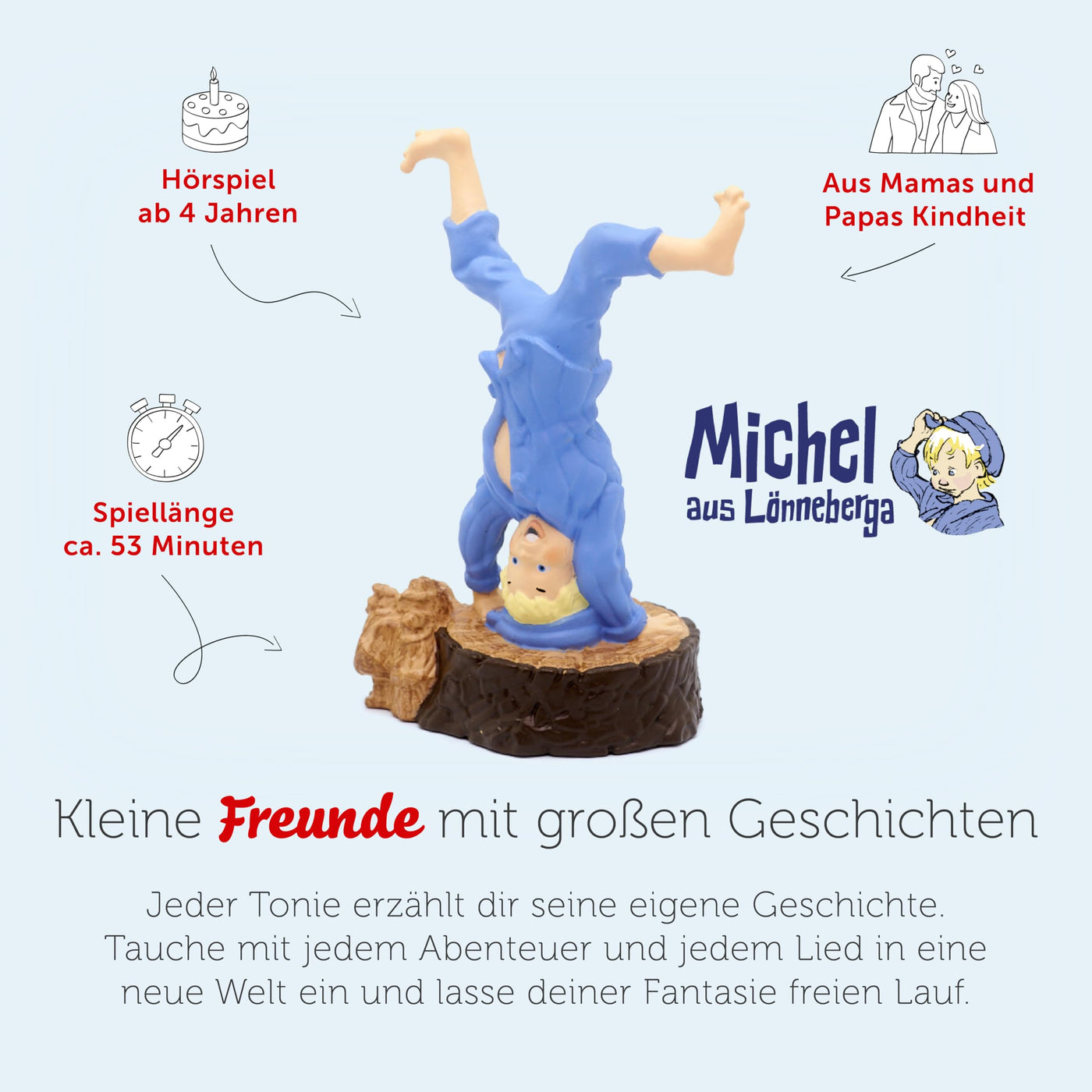 tonies Hörfiguren für Toniebox, Astrid Lindgren: Michel – Als Michel den Kopf in die Suppenschüssel steckte, Hörspiel für Kinder ab 4 Jahren, Spielzeit ca. 53 Minuten