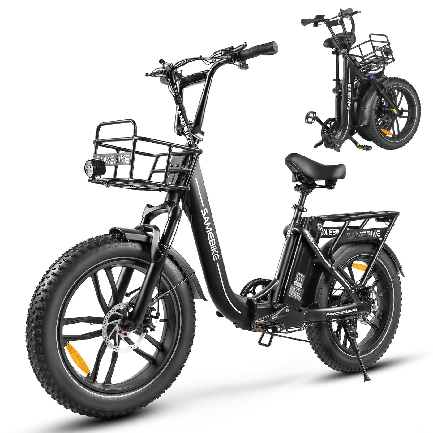 SAMEBIKE E-Bike Klapprad Elektrofahrrad mit 20 Zoll Fat Tire, 13Ah Lithium-Akku für Lange Reichweite bis 120KM, 7-Gang-All-Terrain Ebike Herren für MTB, Strand & Schnee