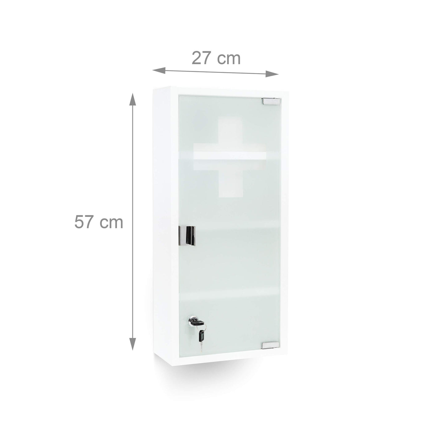 Relaxdays Medizinschrank EMERGENCY XXL Medikamentenschrank Metall und Glas Apothekerschrank fürs Bad HxBxT 57 x 27 x 12 cm mit magnetischer Glas-Tür 4 Ablagen für Medikamente und Verbandszeug, weiß
