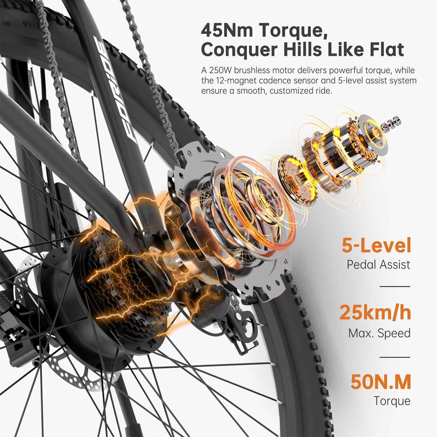 Foride Xtremer 2 27.5''/29'' E-Bike für Erwachsene, 24 Gang Elektrofahrrad mit 561.6Wh Akku, Hydraulische Scheibenbremse,120km Reichweite E Bike Herren Damen für Fahrten im Freien (Zoll, 27.5)