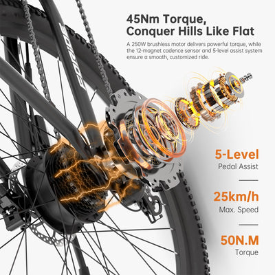 Foride Xtremer 2 27.5''/29'' E-Bike für Erwachsene, 24 Gang Elektrofahrrad mit 561.6Wh Akku, Hydraulische Scheibenbremse,120km Reichweite E Bike Herren Damen für Fahrten im Freien (Zoll, 27.5)