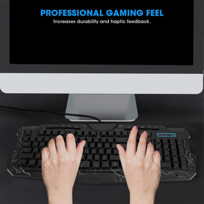 Tastatur-Maus-Set, USB Ergonomische dreifarbige Hintergrundbeleuchtung 104 Tasten Game Wired Keypad, für Computer Laptop Desktop, für Home Office