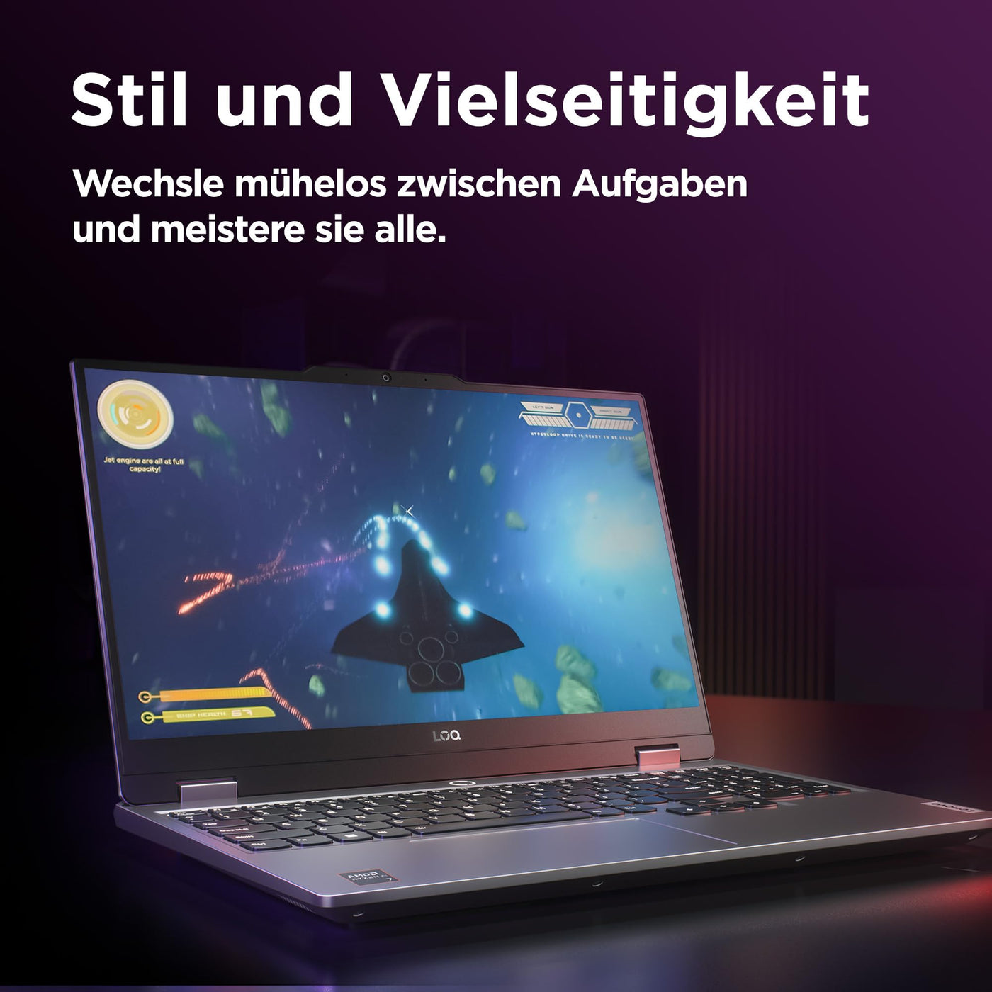 Lenovo LOQ Gaming Laptop | 15,6" Full HD 16:9 Display | 144Hz | AMD Ryzen 7 7435HS | 16GB RAM | 1TB SSD | NVIDIA GeForce RTX4060 TGP 105W | G-Sync |QWERTZ | grau | AI Chip LA1