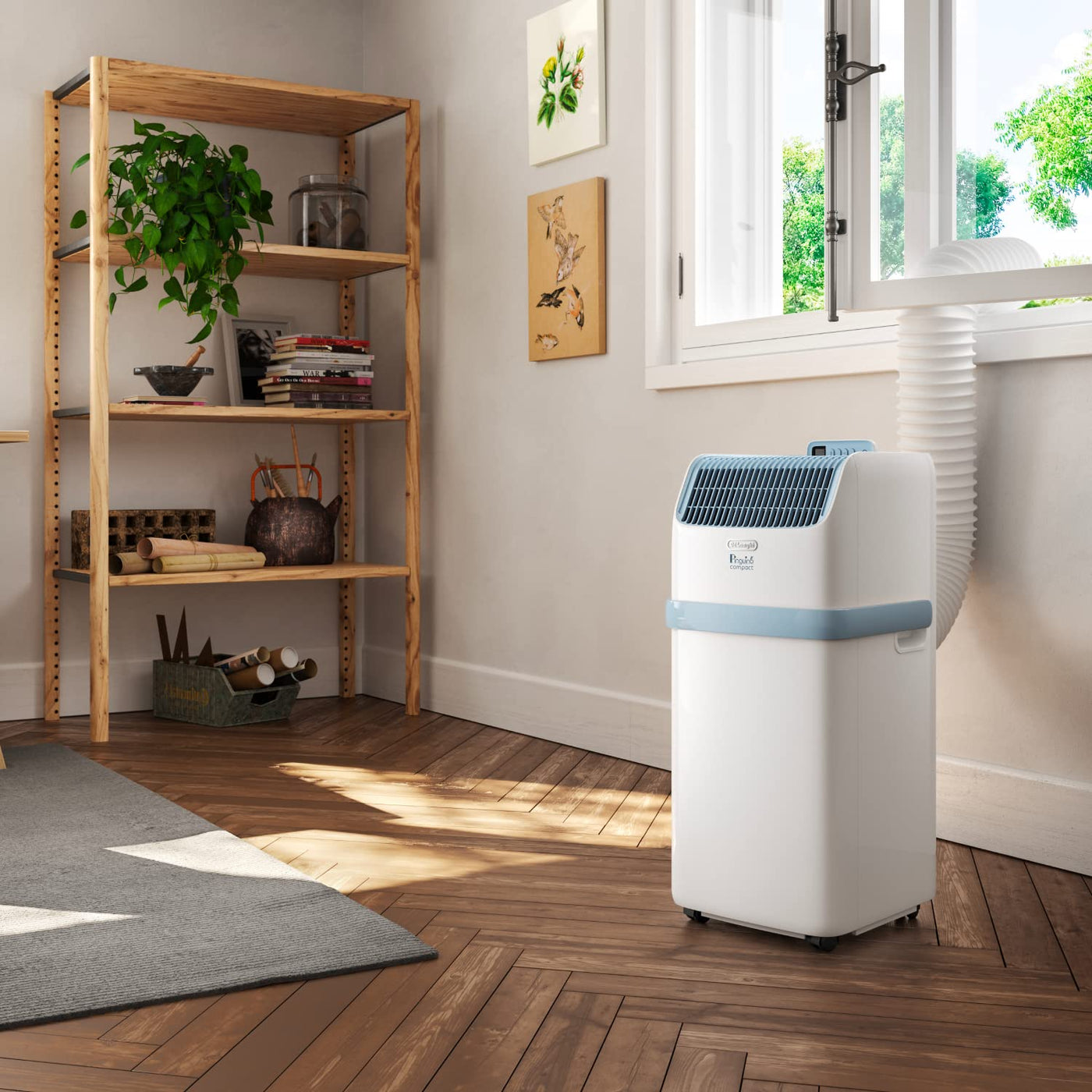 De'Longhi Pinguino Compact ES72 YOUNG, Mobiles Klimagerät, 8.300 BTU/h, für Räume bis zu 60m3, Entfeuchtungsfunktion, 24-Stunden-Timer, Energieeffizienzklasse A, Weiß