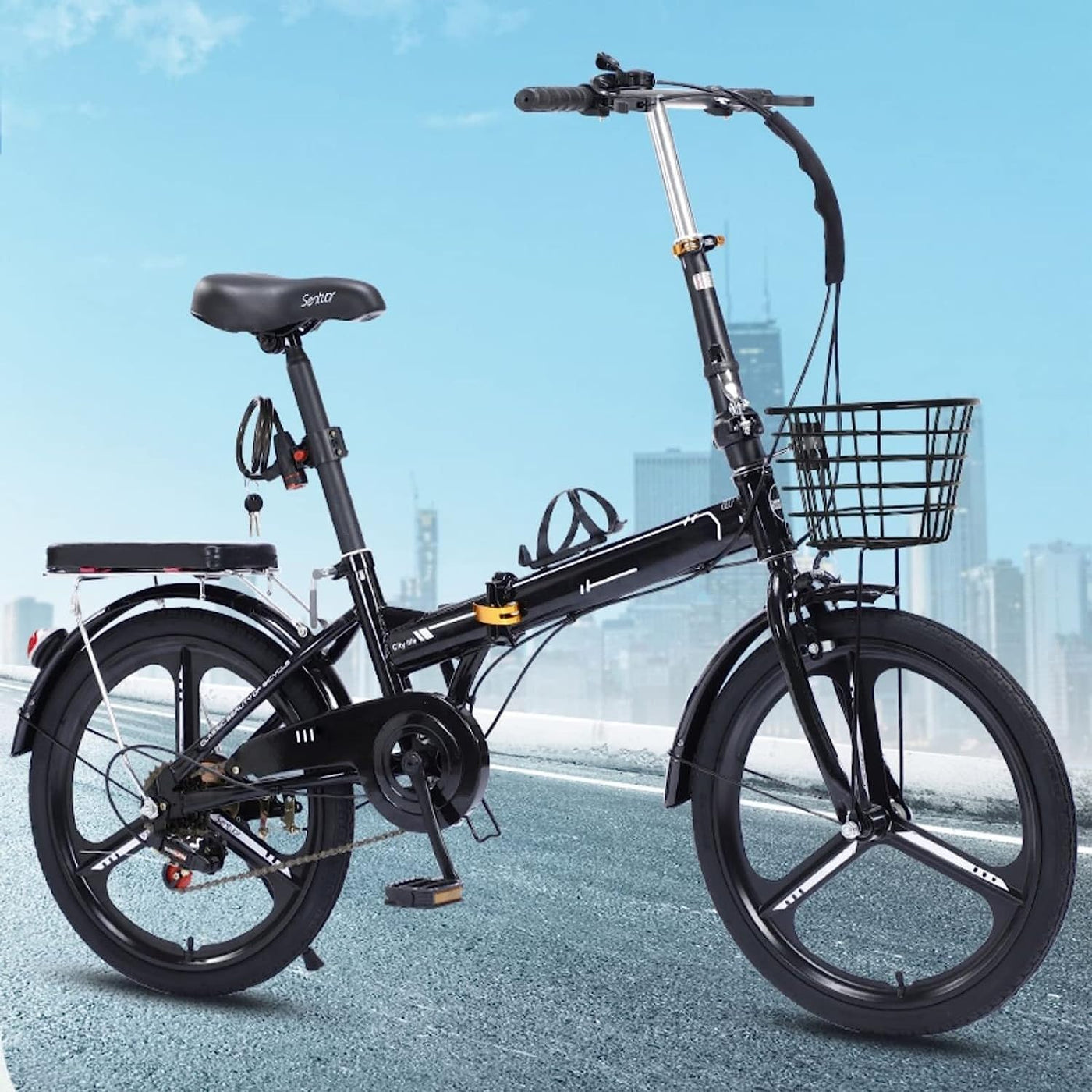 Faltrad Erwachsenenfahrrad, 7-Gang-Faltrad Faltbares Fahrrad Aus Kohlenstoffreichem Stahl Höhenverstellbares, Faltbares Mountainbike Für Männer Frauen