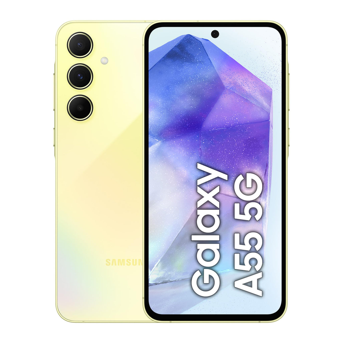 Samsung Galaxy A55 5G Smartphone, Android-Handy ohne Vertrag, 128 GB - 8 GB RAM, 2 Tage Akkulaufzeit, 50-MP-Kamera, Awesome Lemon, 2,5 Jahre Herstellergarantie