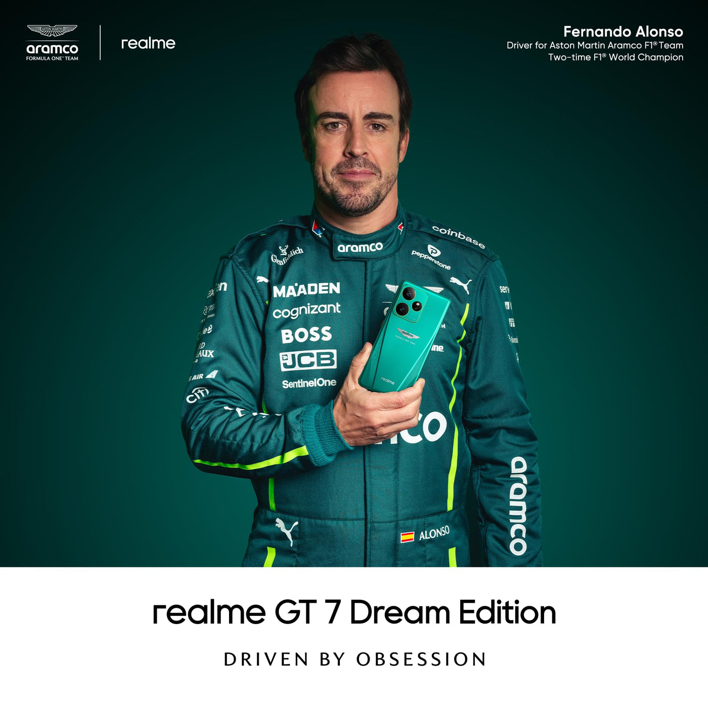 realme GT7 5G Smartphone,16+512GB,Aston Martin Green,7000 mAh Battery,120W Charge,Dimensity 9400e Chipset,IMX906 50MP Camera, AI Planner(Stock Limited)