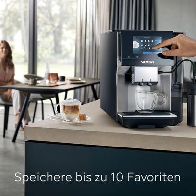Siemens Kaffeevollautomat EQ700 classic TP715D01, App-Steuerung, Cold Brew, intuitives Full-Touch-Display, bis zu 10 individ. Kaffeekreationen als Favoriten, autom. Dampfreinigung, 1500 W, grau-silber
