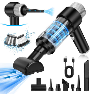 Suprbee Mini Autostaubsauger, 15000PA 4 in 1 Akku Staubsauger & Staubabsauger & Luftgebläse & Handpumpe, Tragbarer Nass und Trockenhandstaubsauger für Auto, Haus, Küche, Tierhaare