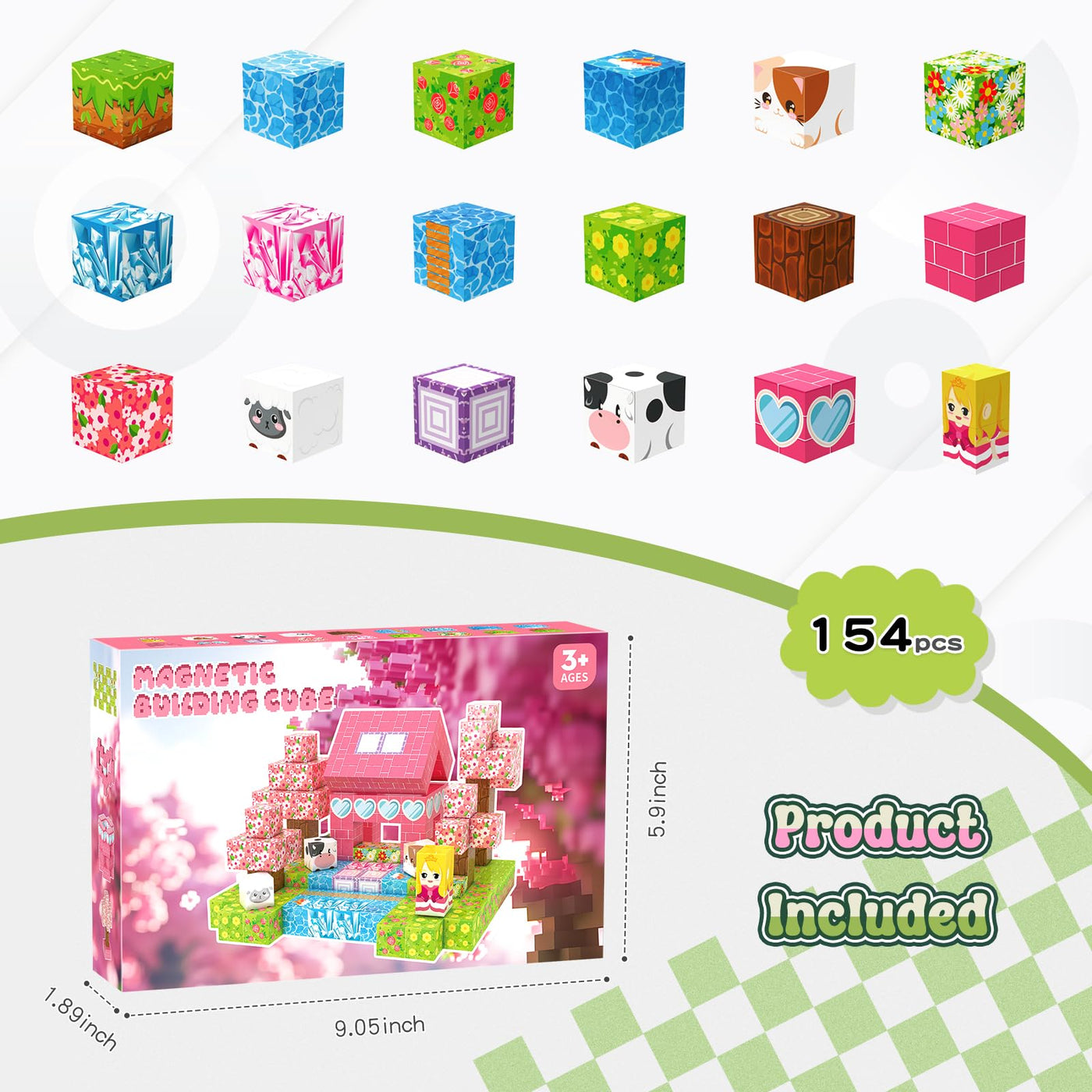 Coolzon Magnetische Bausteine Blöcke 154 Stück, Magnetbausteine Build Mine Magnete Welt Set,Montessori Spielzeug & Knobelspiele, Magnetisches Spielzeug für Jungen und Mädchen ab 3 4 5 6 7 8 9 Jahre