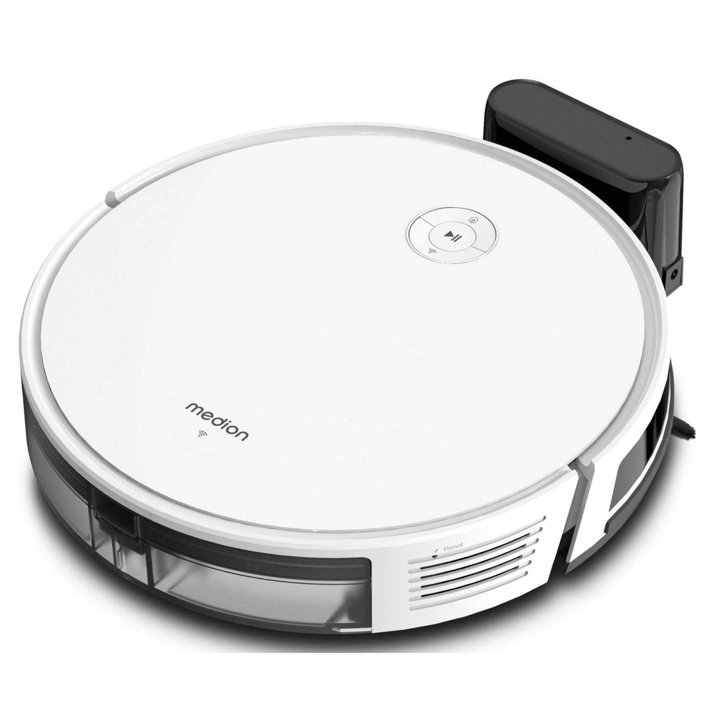 MEDION Saugroboter mit intelligenter Navigation S35 (App- und Sprachsteuerung, 4000Pa Saugkraft, Gyro-Navigation in systematischen S-Linien, Teppicherkennung, Wandsensoren)