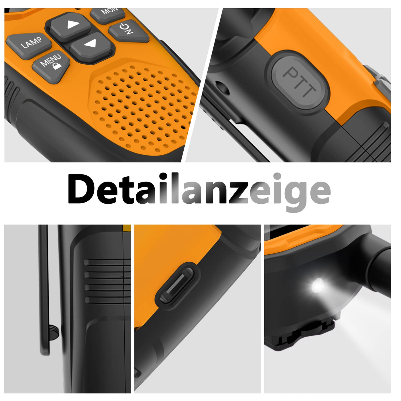 3er Set,NXGKET Walkie Talkie Aufladbar für Erwachsene Kinder Funkgeräte,Große Reichweite 5km Walki Talki mit Li-ion Akku, VOX Taschenlampe für Freien, Camping, Wandern