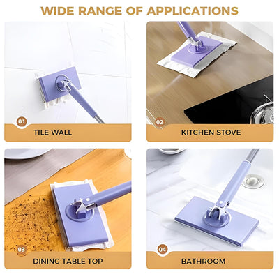 Moreeulsi 71x16cm Flachmopp Für Die Bodenreinigung, Tragbarer Flachmopp Mit Push Pull Griff, Freihändiger Mopp Mit Um Drehbarem Kopf, Automatischer Stoffwechsel M-ini Mopp