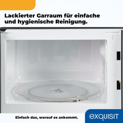 Exquisit Mikrowelle MW 802 G | Mikrowelle mit Grill 1000 W | 700 W gesamt | Timer | Mikrowelle klein und platzsparend 20 L Garrraum | schwarz