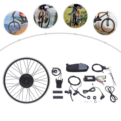 SuhoFutus Ebike Kit, 24 Zoll Ebike Umbausatz E-Bike Vorderrad Umbausatz Kit, Fahrrad Motor Kit mit Brushless Gear Motor 500W, 5-Gänge Gangverstellung, Anwendbar auf V Bremse/Scheibenbremse