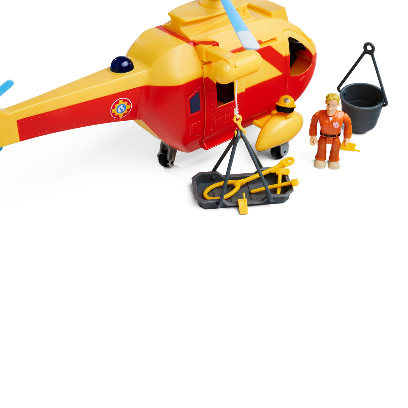 Simba Feuerwehrmann Sam Hubschrauber Wallaby II Update, automatischem Rotor, Licht, Sound, Seilwinde, Tom Figur, Zubehör, 34cm, ab 3 Jahre