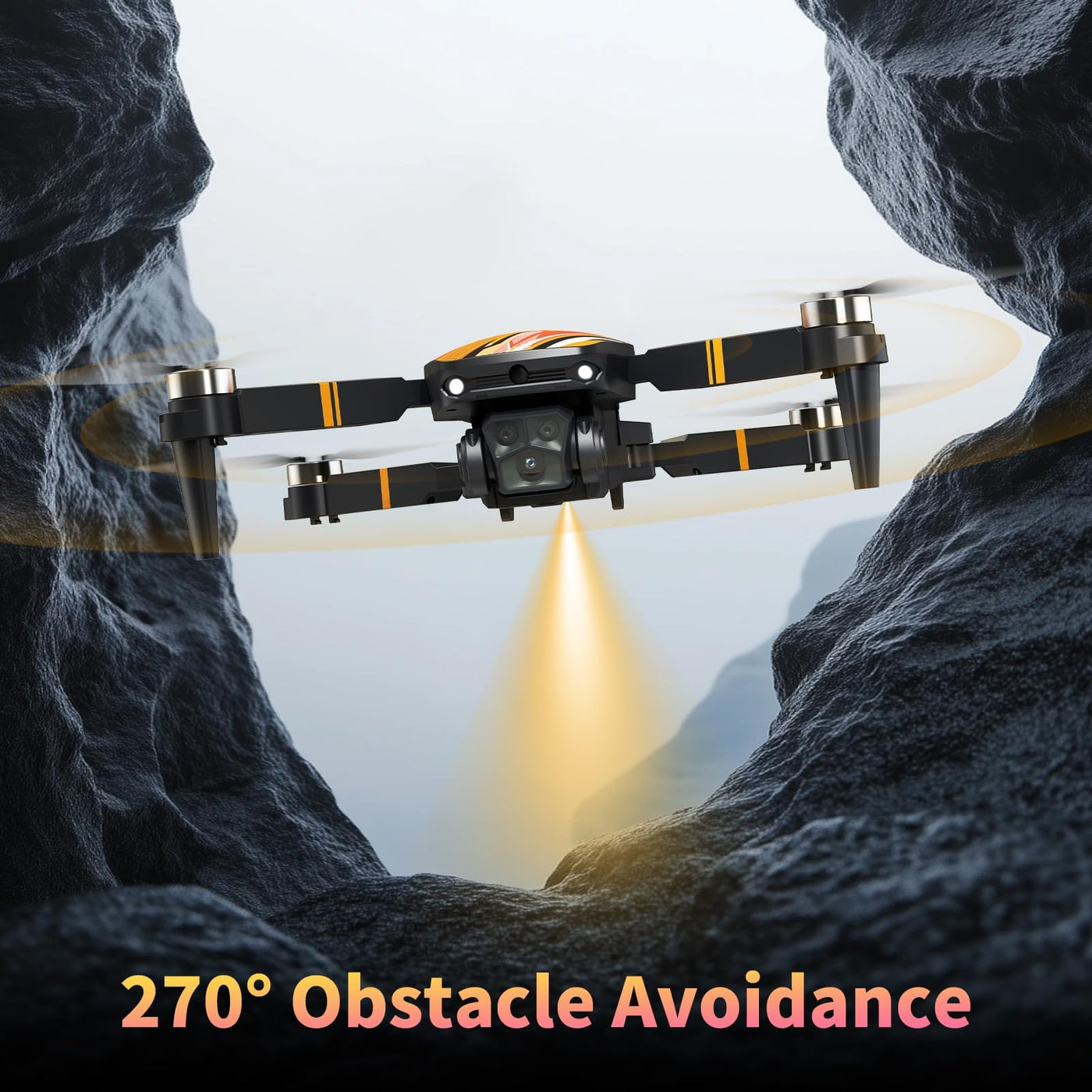 TTROARDS Drohne mit 1080P-Kamera für Erwachsene, TT19 Bürstenloser Motor Drohnen mit Hindernisvermeidung, Optischer Flusspositionierung, Faltbare Mini-Drohne für Anfänger mit Propellerschutz, Orange