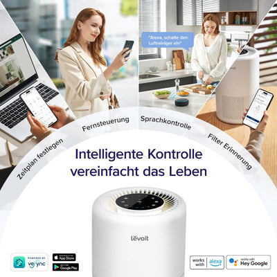 LEVOIT Luftreiniger HEPA Filter für Allergiker, Luftfilter gegen Schimmel Staub Pollen Gerüche, CADR 170m³/h bis zu 35㎡ Raucherzimmer, Air Purifier Schlafmodus Nachtlicht Timer, App Steuerung