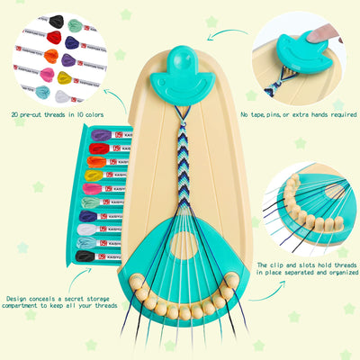 Freundschaft Armband Herstellung Bausatz, Kunst und Handwerk für Kinder Alter 8-12, DIY Armband Bausatz herstellen mit 20 Threads, Geschenke für Mädchen Alter 6-12 Jahre alt Reisen Tätigkeit Set