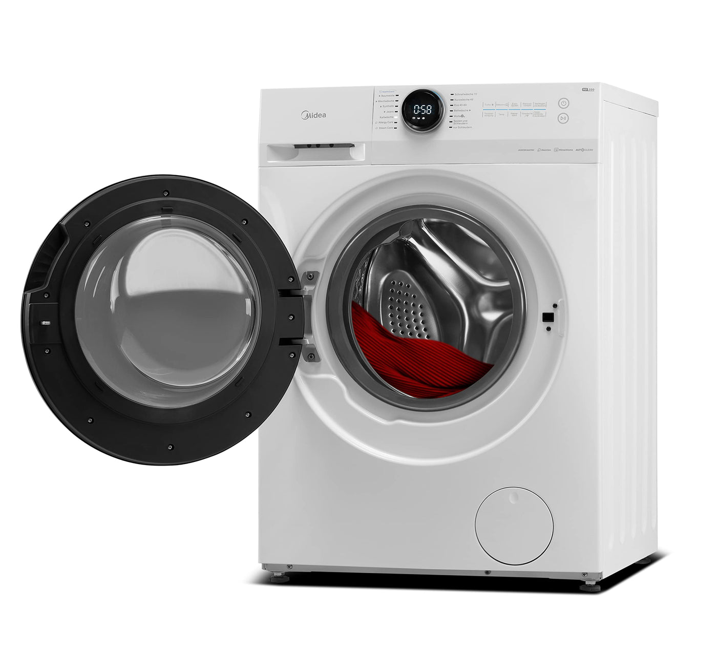 Midea MF200W90WB-14A Waschmaschine / 9KG / A/Leiser & effizienter Inverter Motor/HealthGuard-System/Steam Care/Nachlegefunktion/APP-Steuerung/AquaStop, Weiß