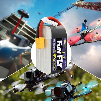 Tattu Lipo 6S Akku 1300mAh 22,2V 100C Lipo Akku Funfly mit XT60 Anschluss für UAV Drone FPV Race RC Quadcopter
