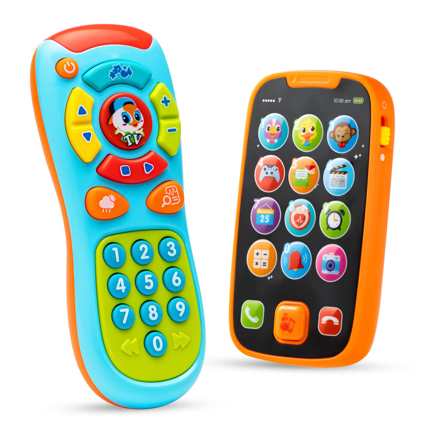 JOYIN Musikalische Spielzeuge für Babies, Baby Telefon Spielzeug Handy, 2 pc Fernbedienung, Kinder Smartphone, Baby Spielzeug ab 6 Monaten, Kleinkind Spielzeug ab 1 Jahr Geschenk Jungen Mädchen