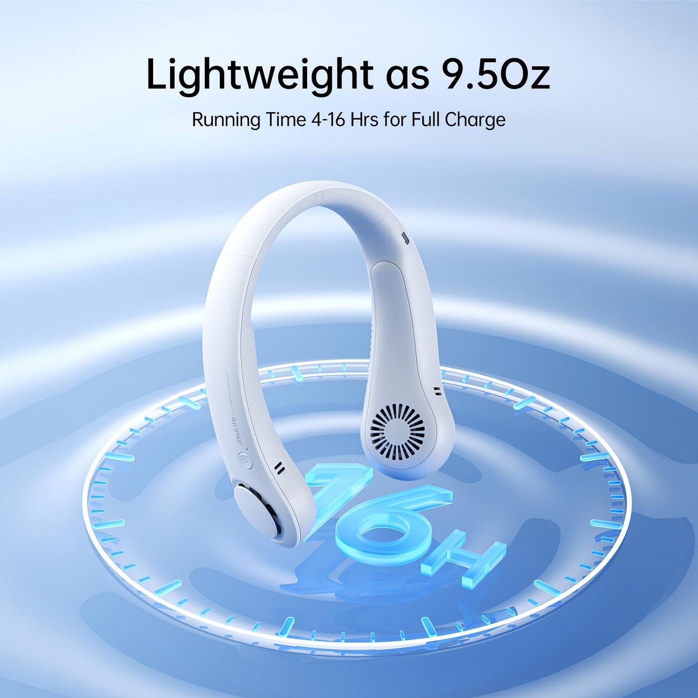 JISULIFE Tragbarer Hals-Ventilator, Hands Free Bladeless Fan, 4000 mAh Batteriebetriebener Tragbarer Persönlicher Ventilator, USB-Betriebener Schreibtisch-Ventilator, 5 Geschwindigkeiten - Grau