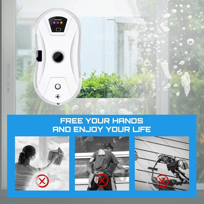 Eznaobo Fensterputzroboter mit Sprühfunktion, 5600Pa Fensterreiniger Roboter Automatischer, Elektrischer Fensterputzer Fernbedienung für Innen- und Außenfenster, 10x Lappen (White)