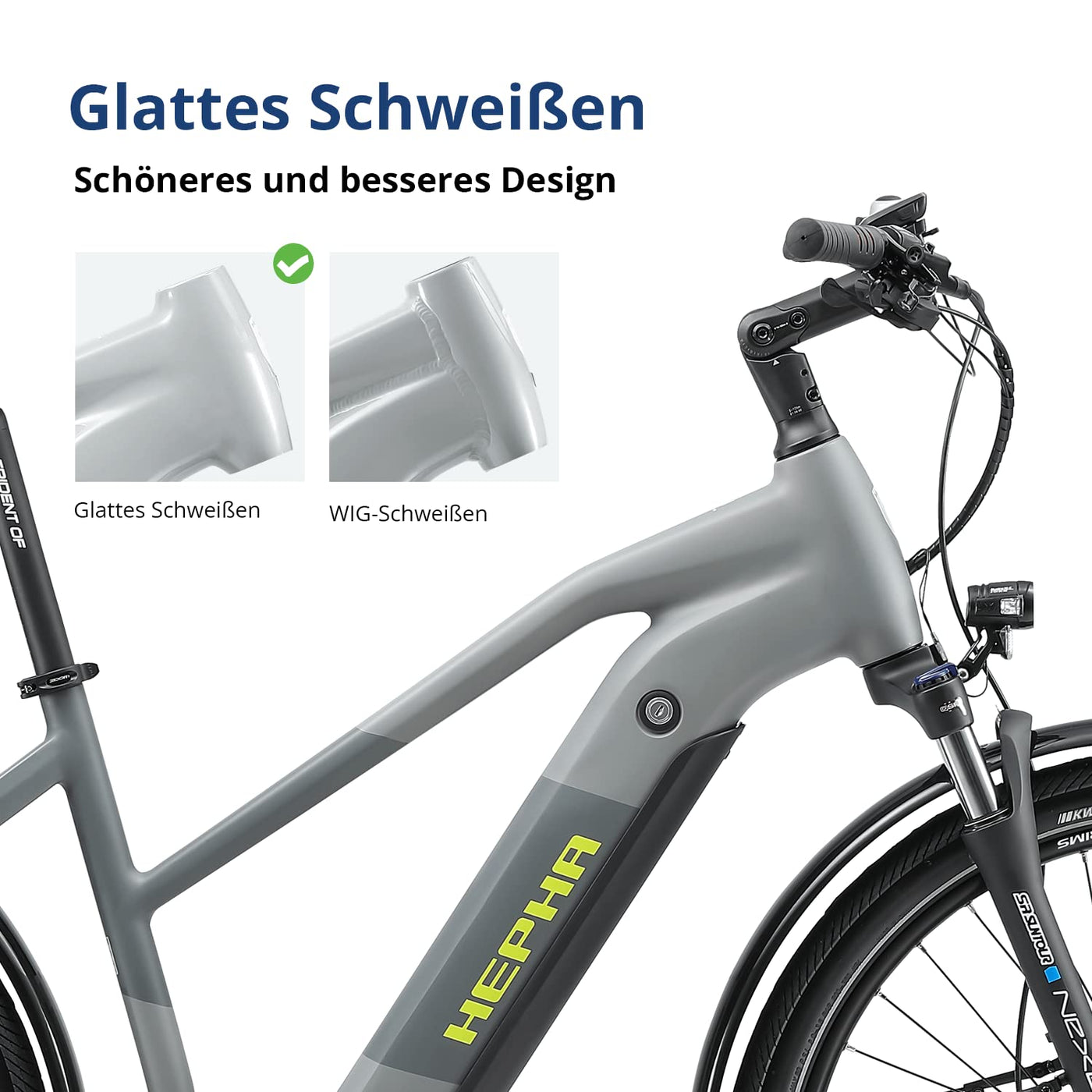 HEPHA E-Bike Trekking 7 Performance, 90Nm Mittelmotor (Upgrade AUF 100NM), 708Wh abnehmbar Akku (bis zu 200Km), APP, 10-Gang, Federgabel 63mm, 27.5 Zoll, LTD(Lowstep, Dark Grey, L-49cm)