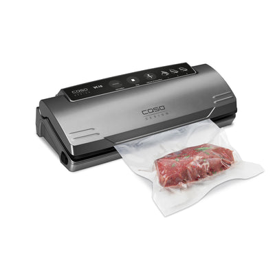 Caso VC 10 Plus Edition - inkl. großem Zubehör Set, 30 cm Schweißnaht, variable Vakuumstärke, Vakuumpumpe 9 L/min, grau, silber, 1er Pack & Amazon Basics Vakuumierbeutel 22cm x 30 cm, 50 Stück