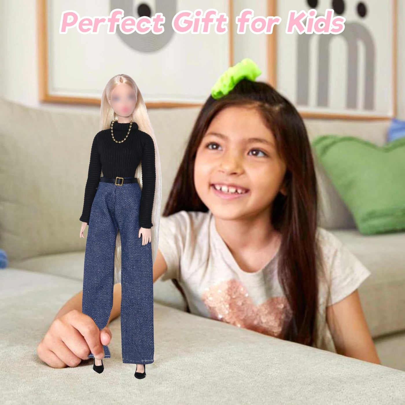 17 Stück Kleidung und Zubehör für 11,5 Zoll Mädchen Puppen Plüsch Westen Set Plüsch Mantel Set Outfits Schleifen Knoten Kleid Langes Etuikleid Set mit 7 Schuhe 5 Zubehör Zufällig Geschenk für Mädchen