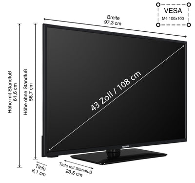 Telefunken D43U551X1CWI 43 Zoll Fernseher/Smart TV (4K Ultra HD, HDR Dolby Vision, Triple-Tuner, Dolby Atmos) - 6 Monate HD+ inkl.