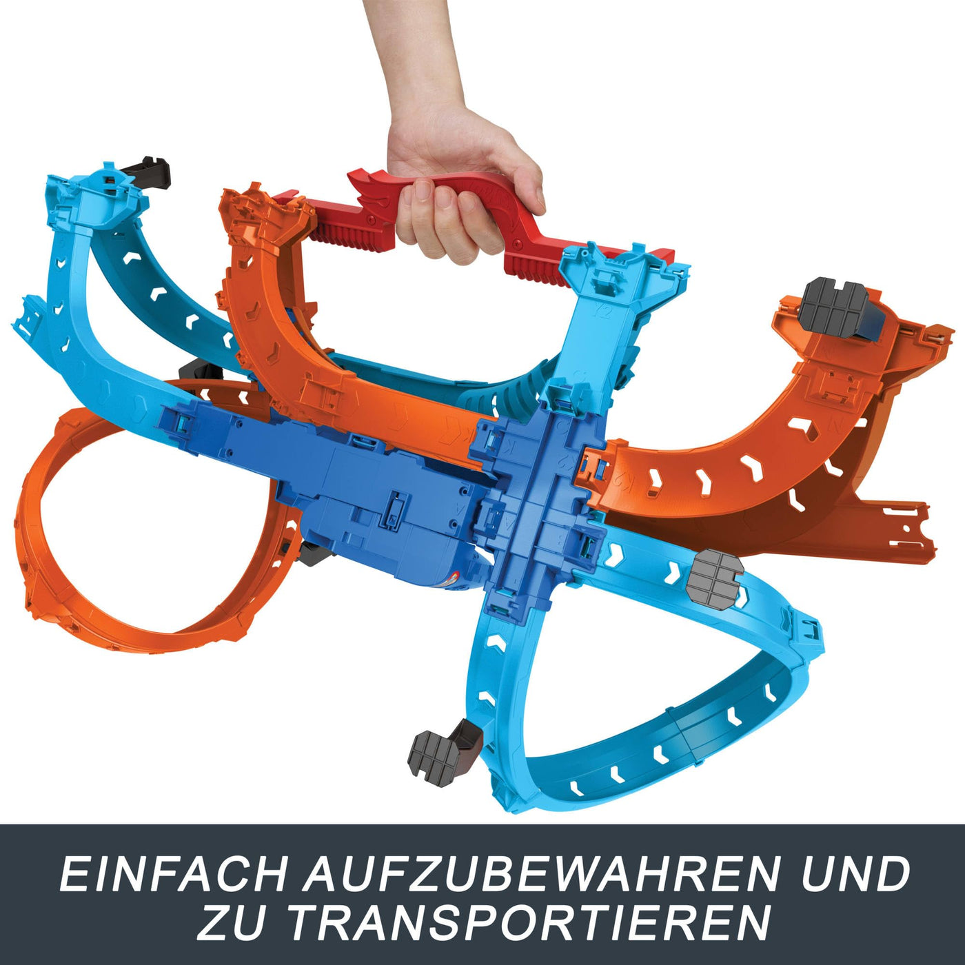 Hot Wheels Spielzeugauto Trackset, Ultra Hots Rasanter Wettkampfstart mit 2 Fahrzeugen im Maßstab 1:64, Kopf-an-Kopf-Rennen und Stunts, 2 manuell bedienbare Starter, HXR71