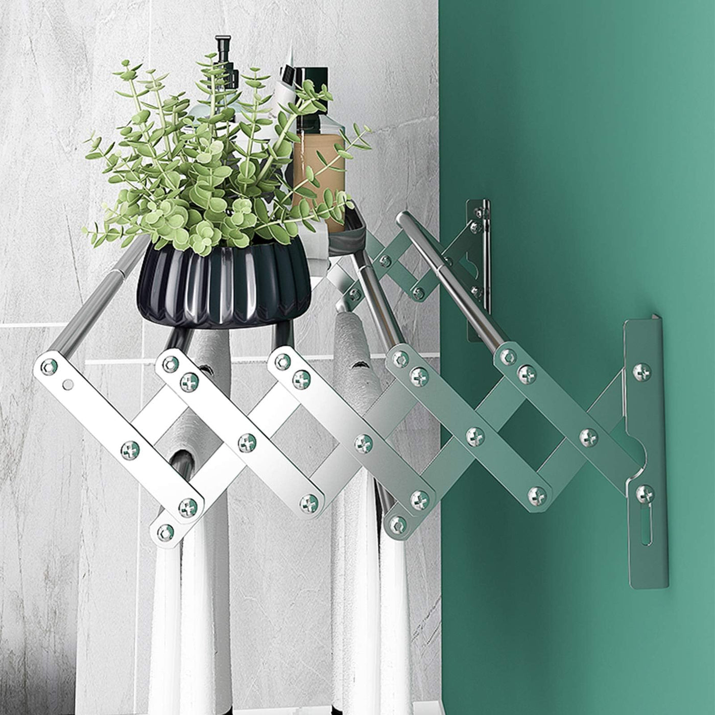 Wuciray Wäscheständer Wand Ausziehbar Klappbar Wandtrockner 80cm Edelstahl Balkon Ständer Wandwäschetrockner Wandmontage Platzsparender Handtuchhalter Clothes Drying Rack für Waschraum