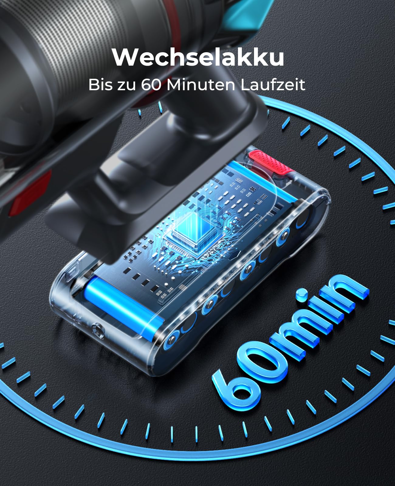 Fieety 550W/45KPa/60Min Akku Staubsauger, 8-in-1 Staubsauger Kabellos mit Wandmontierte Ladestation, 1M Ausziehbarer Schlauch, Sofabürste, Touchscreen, 1.5L, für Tierhaare/Teppiche/Hartböden/Auto