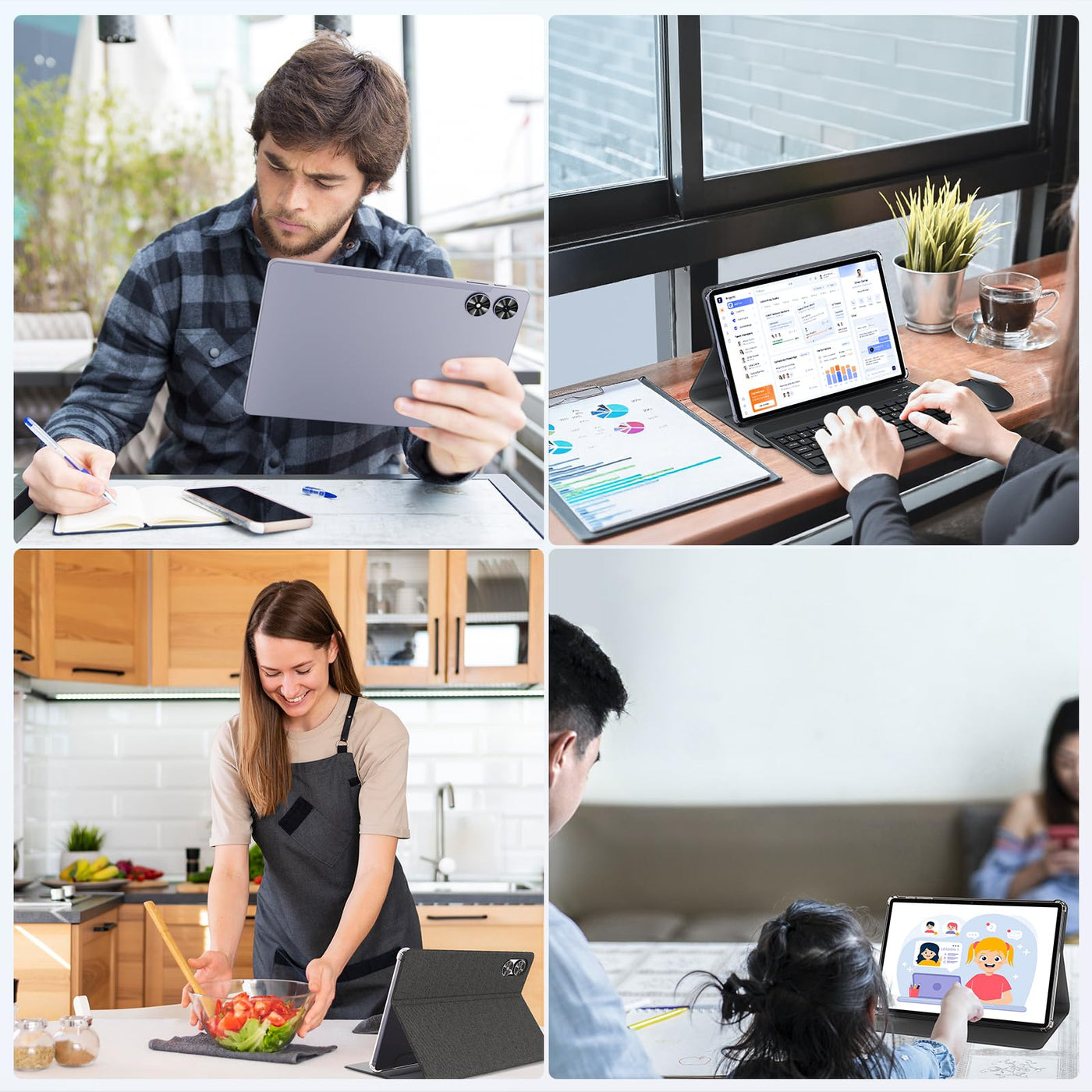 SVITOO Tablet 11 Zoll, Android 15 Tablet 4 GB Arbeitsspeicher + 128GB ROM, T606 Octa-Core, 1280x800 HD, 8000mAh（mit NTC, Widevine L1, 13MP+5MP, 2.4G + 5G WiFi, GPS (Tastatur-Set)