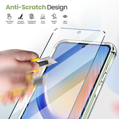 New&Teck Handyhülle hülle für Samsung Galaxy A35 5G + 2 Hartglas-Displayschutz, Schutzhülle aus weichem TPU-Silikon, Bumper mit verstärkten Ecken, klarer Schutz.
