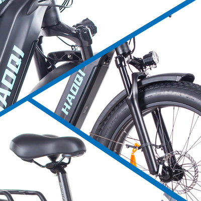 HAOQI Eagle Elektrofahrrad für Erwachsene, 250W bürstenloser Motor Mountainbike mit 48V 20AH herausnehmbarem Akku,26" x 4.0 Fat Tire Ebike, Elektrofahrrad mit 7 Gängen bis zu 25 km/h