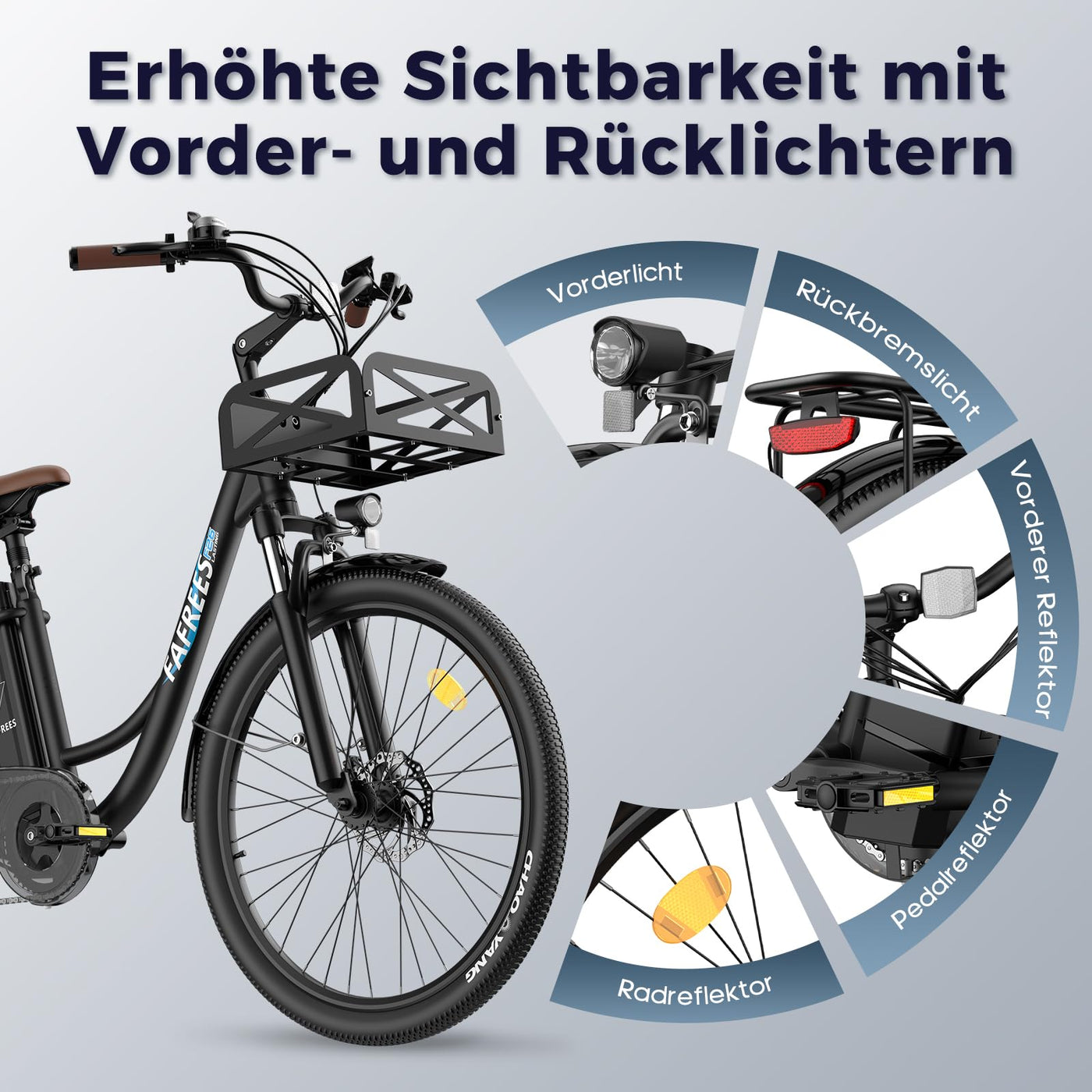 Fafrees F26 Lasting ebike 26 Zoll, E Bike Damen Herren 36V 20.3Ah Akku, Elektrofahrrad 250W 25km/h, City E-Bike Reichweite 80-200km, E Fahrrad Pedelec 7S, Belastung 120Kg (Schwarz)
