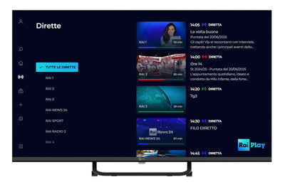 TELE System Smart TV 32 Zoll Vidaa, DVB-T2/S2 HEVC, tivùsat HD-zertifiziert, rahmenlos, HbbTV,TV Pause,2 Fernbedienungen (Easy inklusive), CAM CI+ kompatibel,Hotelmodus ideal für Hotels und Residenzen