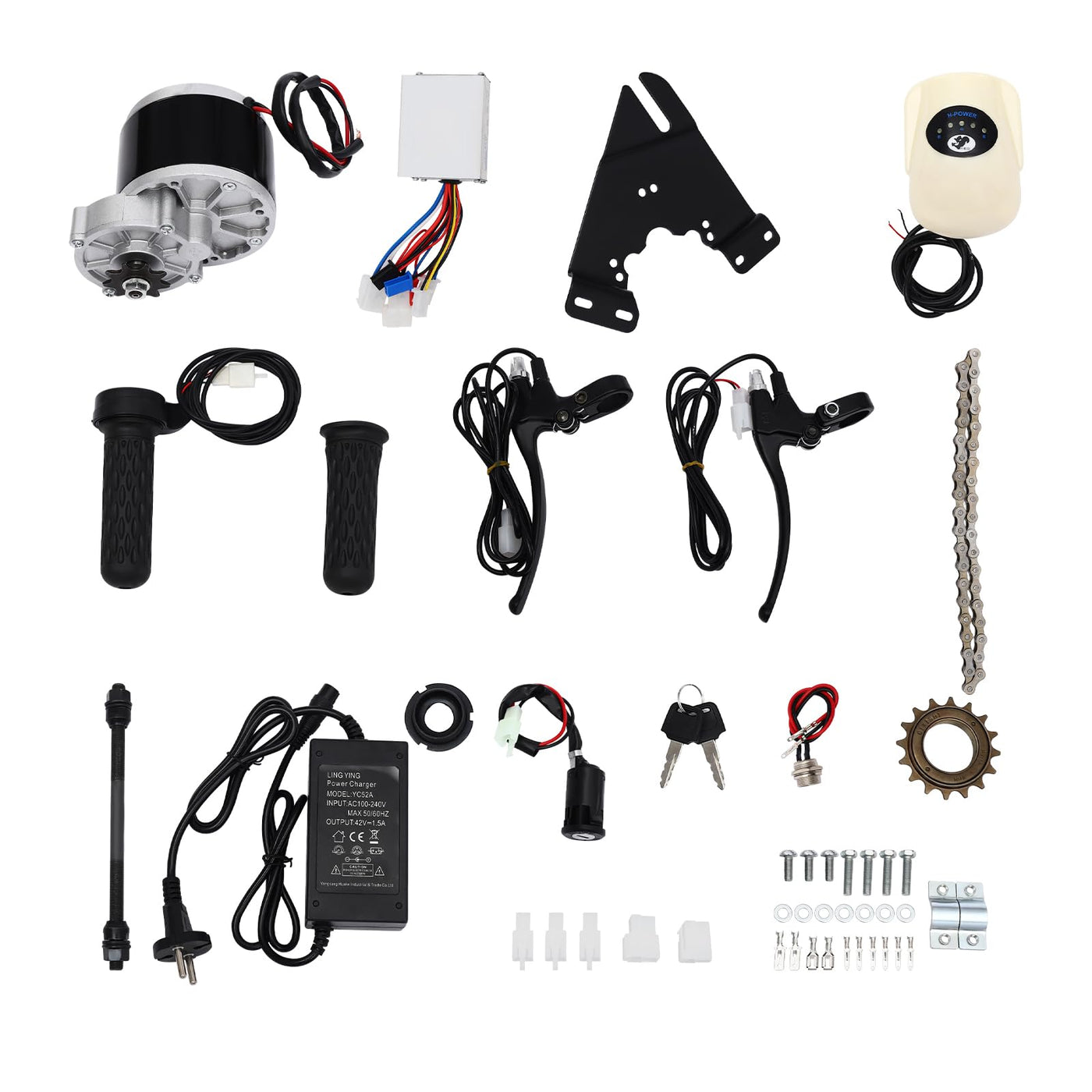 Fahrrad Motor Kit, 9 Stück/Satz 250W 24V Bürstenmotor Set Fahrrad DIY Set Motor + Controller + Kette + Schwungrad Elektrofahrrad Ebike Motor Kit Conversion