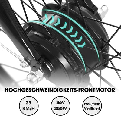 HILAND 28 Zoll Elektrofahrrad, 7-Gang E-Citybike mit 10.4Ah 250W Alu-Rahmen, 700c Elektrofahrrad mit Gepäckträger, E-Fahrrad für Männer Frauen, Schwarz