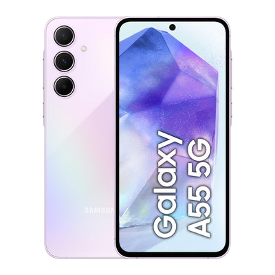Samsung Galaxy A55 5G Smartphone, Android-Handy ohne Vertrag, 256 GB / 8 GB RAM, 2 Tage Akkulaufzeit, 50-MP-Kamera, Awesome Lilac, 2,5 Jahre Herstellergarantie